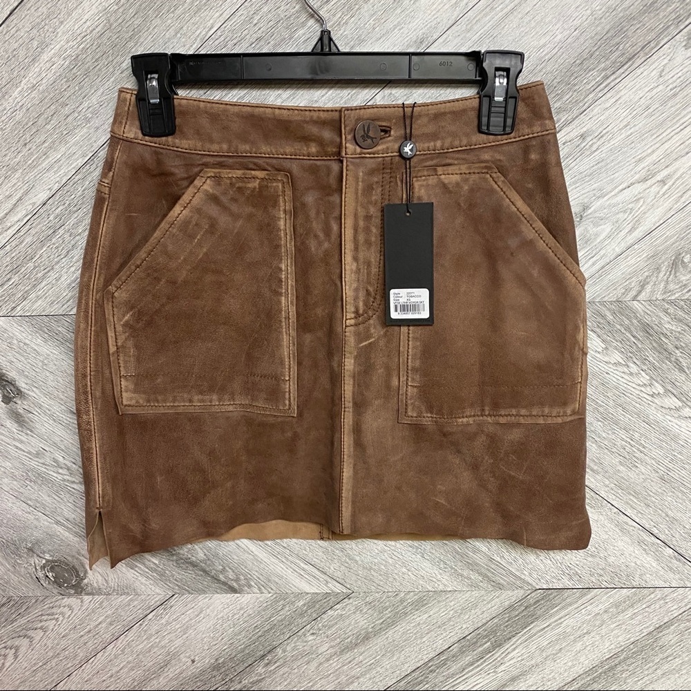 One Teaspoon | The Vintage Leather Voyager Skirt - Picture 4 of 12
